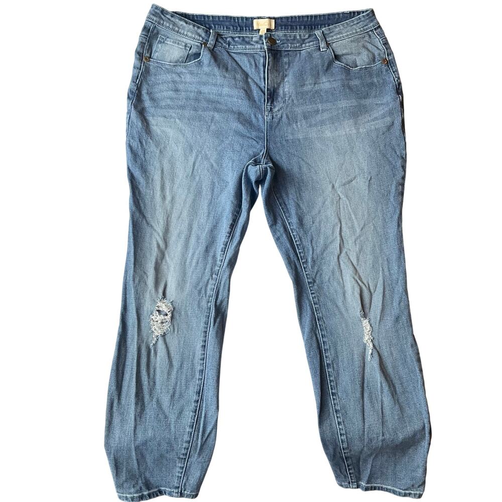 ModCloth Women Skinny Jeans size 2X Denim Ripped Washed Stretch Soft Blue